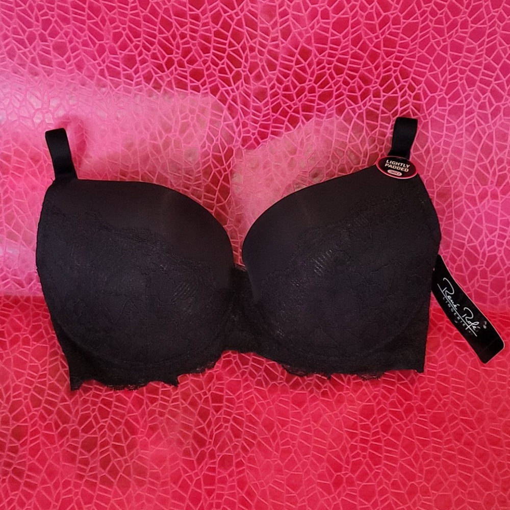 NWT 36D Rene Rofe Black lightly padded bra